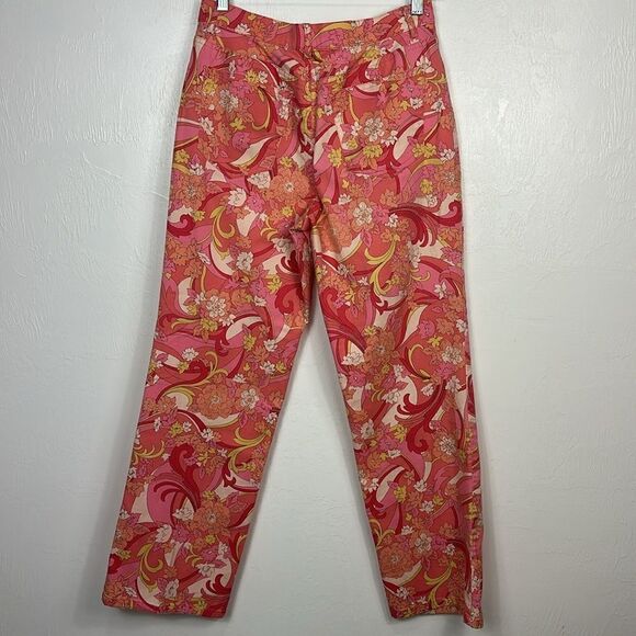 Talbots Stretch Cotton Blend Floral Print Straight Leg High Rise Pants Size 8 - Picture 3 of 9